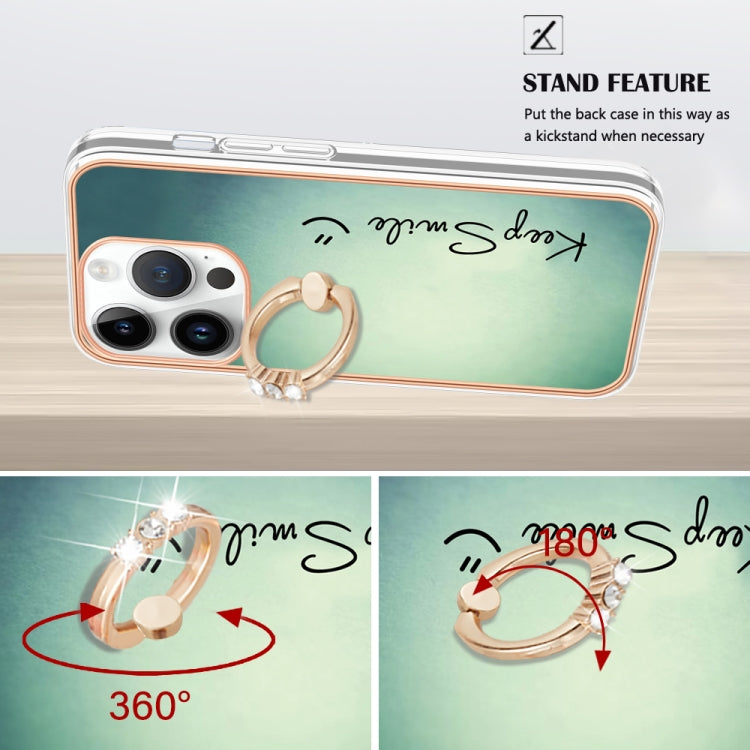 For iPhone 15 Pro Max Electroplating Dual-side IMD Phone Case with Ring Holder(Smile) - HoMEdemic™ 