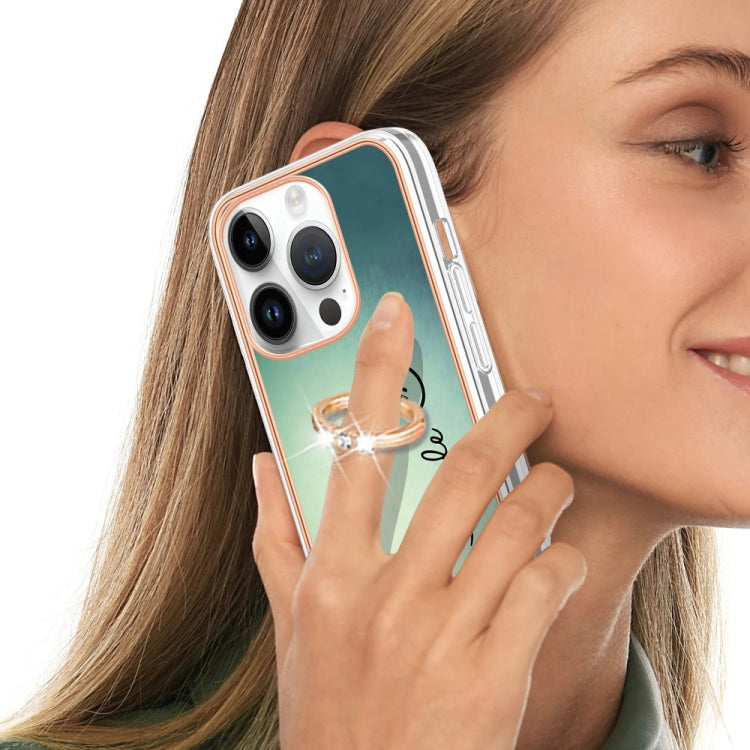 For iPhone 15 Pro Max Electroplating Dual-side IMD Phone Case with Ring Holder(Smile) - HoMEdemic™ 