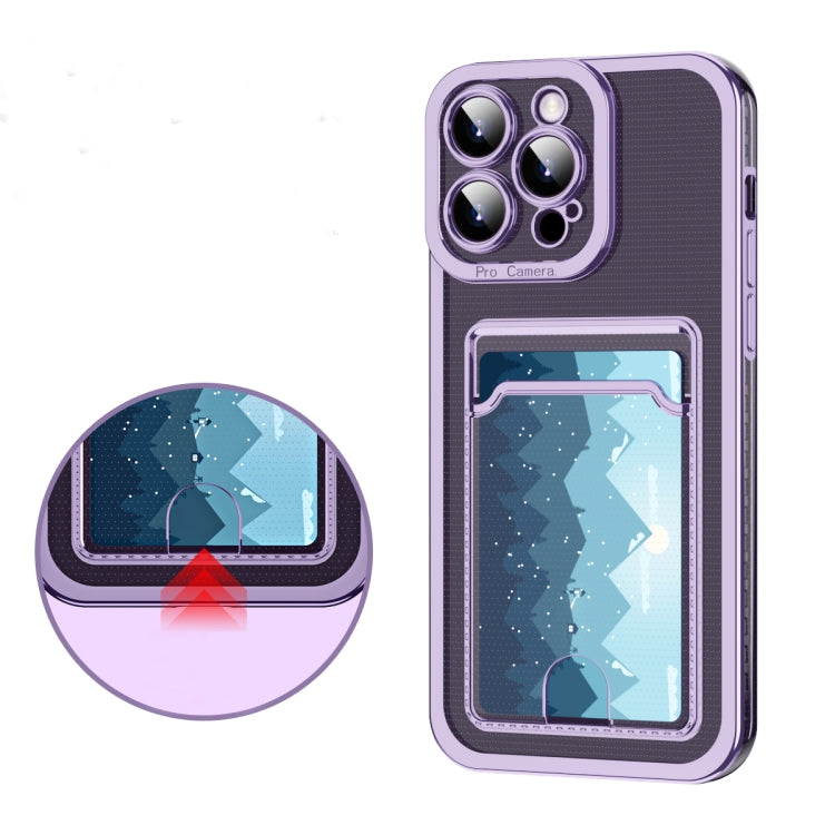 For iPhone 15 Pro Max Electroplating Frame Card Slot Phone Case(Purple) - HoMEdemic™ 