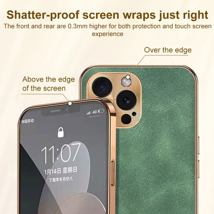 For iPhone 15 Pro Max Electroplating Lambskin Leather Phone Case(Grey) - HoMEdemic™ 