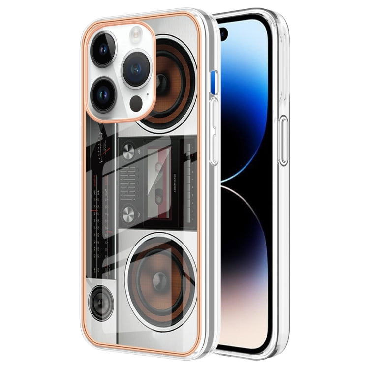 For iPhone 15 Pro Max Electroplating Marble Dual-side IMD Phone Case(Retro Radio) - HoMEdemic™ 