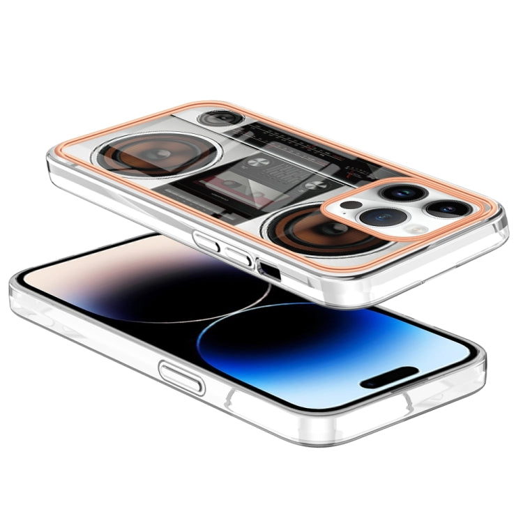 For iPhone 15 Pro Max Electroplating Marble Dual-side IMD Phone Case(Retro Radio) - HoMEdemic™ 