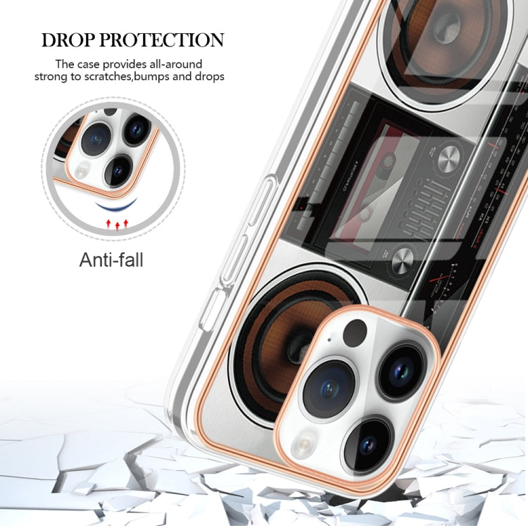 For iPhone 15 Pro Max Electroplating Marble Dual-side IMD Phone Case(Retro Radio) - HoMEdemic™ 