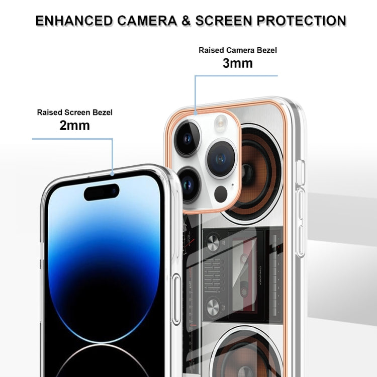 For iPhone 15 Pro Max Electroplating Marble Dual-side IMD Phone Case(Retro Radio) - HoMEdemic™ 