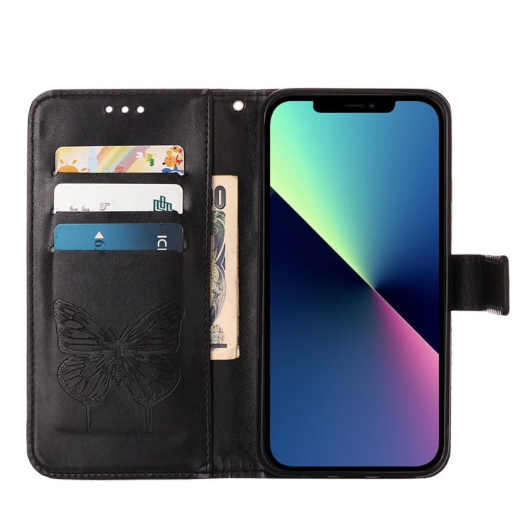 For iPhone 15 Pro Max Embossed Butterfly Leather Phone Case(Black) - HoMEdemic™ 