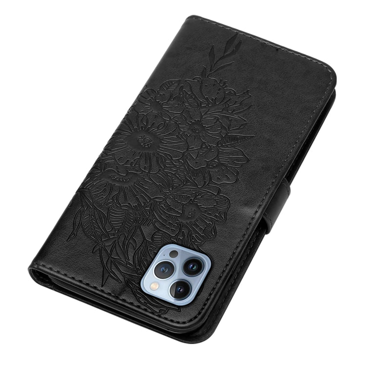 For iPhone 15 Pro Max Embossed Butterfly Leather Phone Case(Black) - HoMEdemic™ 
