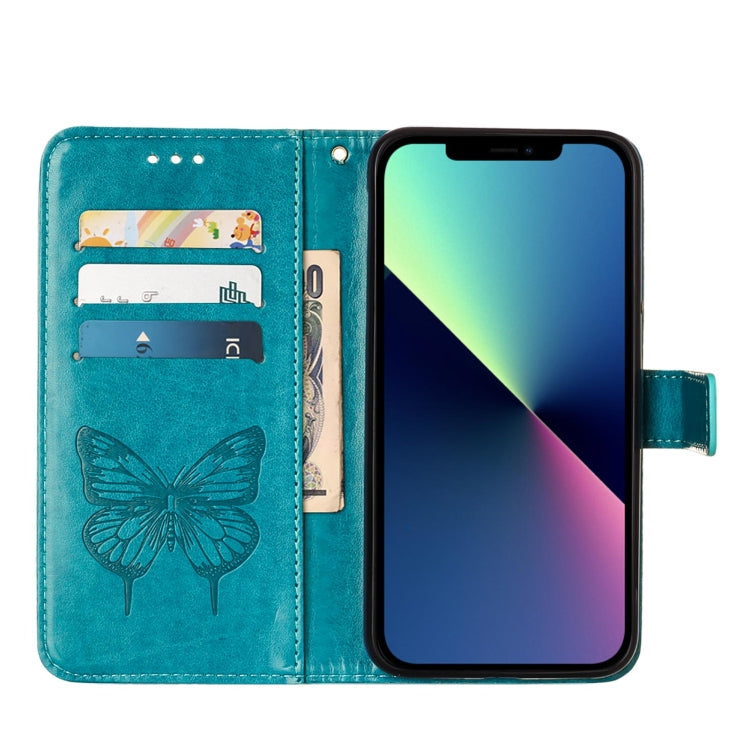 For iPhone 15 Pro Max Embossed Butterfly Leather Phone Case(Blue) - HoMEdemic™ 