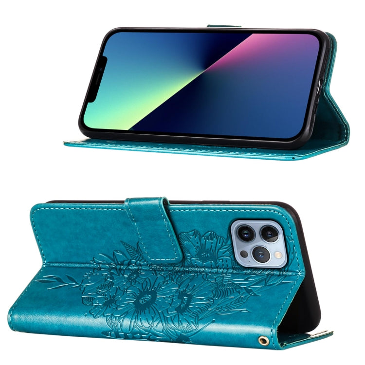 For iPhone 15 Pro Max Embossed Butterfly Leather Phone Case(Blue) - HoMEdemic™ 