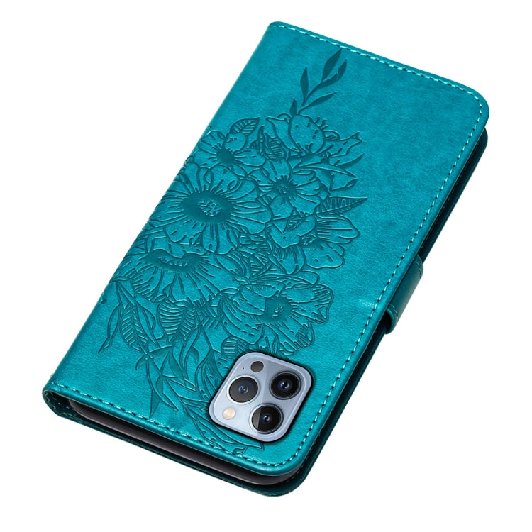 For iPhone 15 Pro Max Embossed Butterfly Leather Phone Case(Blue) - HoMEdemic™ 