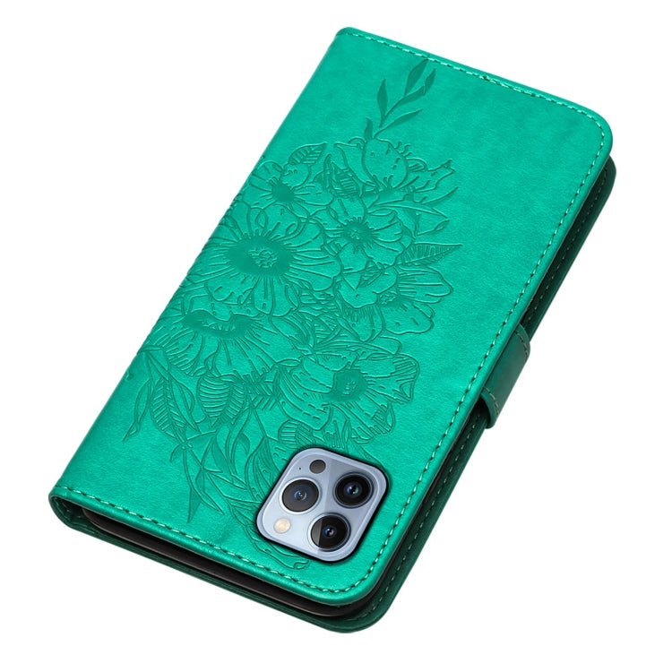 For iPhone 15 Pro Max Embossed Butterfly Leather Phone Case(Green) - HoMEdemic™ 