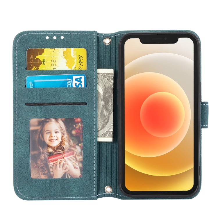 For iPhone 15 Pro Max Embossed Stripes Skin Feel Leather Phone Case(Dark Green) - HoMEdemic™ 
