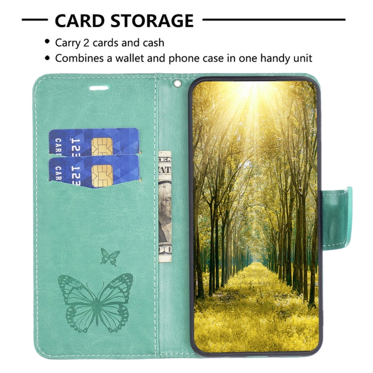 For iPhone 15 Pro Max Embossing Two Butterflies Pattern Leather Phone Case(Green) - HoMEdemic™ 