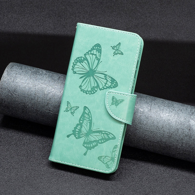 For iPhone 15 Pro Max Embossing Two Butterflies Pattern Leather Phone Case(Green) - HoMEdemic™ 