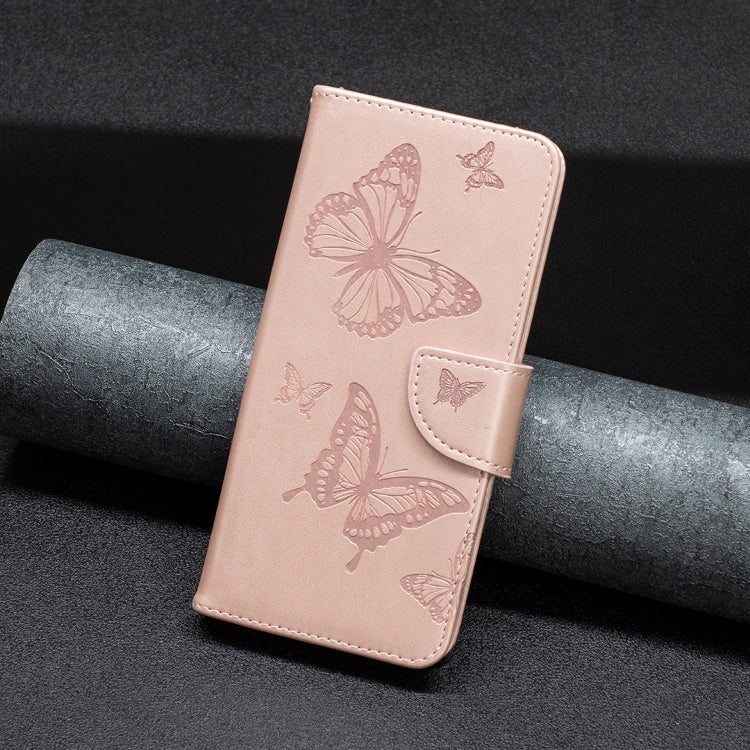 For iPhone 15 Pro Max Embossing Two Butterflies Pattern Leather Phone Case(Rose Gold) - HoMEdemic™ 