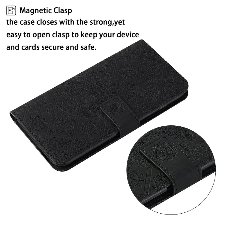 For iPhone 15 Pro Max Ethnic Style Embossed Pattern Leather Phone Case(Black) - HoMEdemic™ 