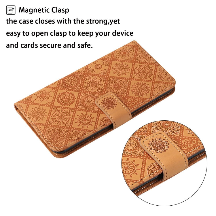 For iPhone 15 Pro Max Ethnic Style Embossed Pattern Leather Phone Case(Brown) - HoMEdemic™ 