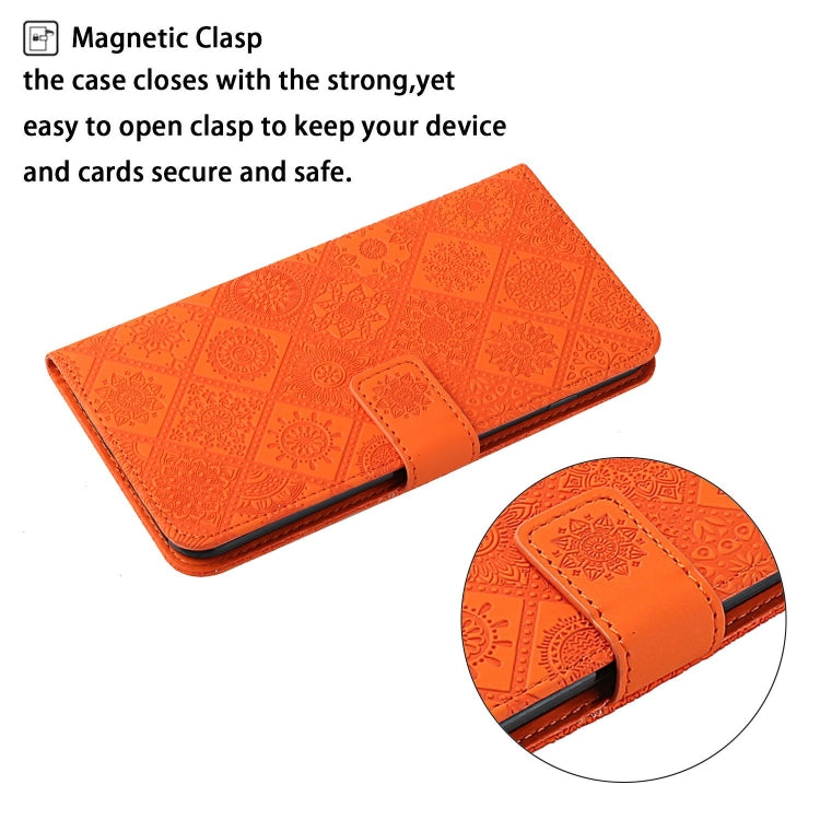 For iPhone 15 Pro Max Ethnic Style Embossed Pattern Leather Phone Case(Orange) - HoMEdemic™ 