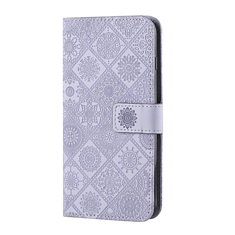 For iPhone 15 Pro Max Ethnic Style Embossed Pattern Leather Phone Case(Purple) - HoMEdemic™ 