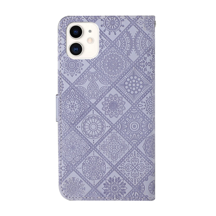 For iPhone 15 Pro Max Ethnic Style Embossed Pattern Leather Phone Case(Purple) - HoMEdemic™ 