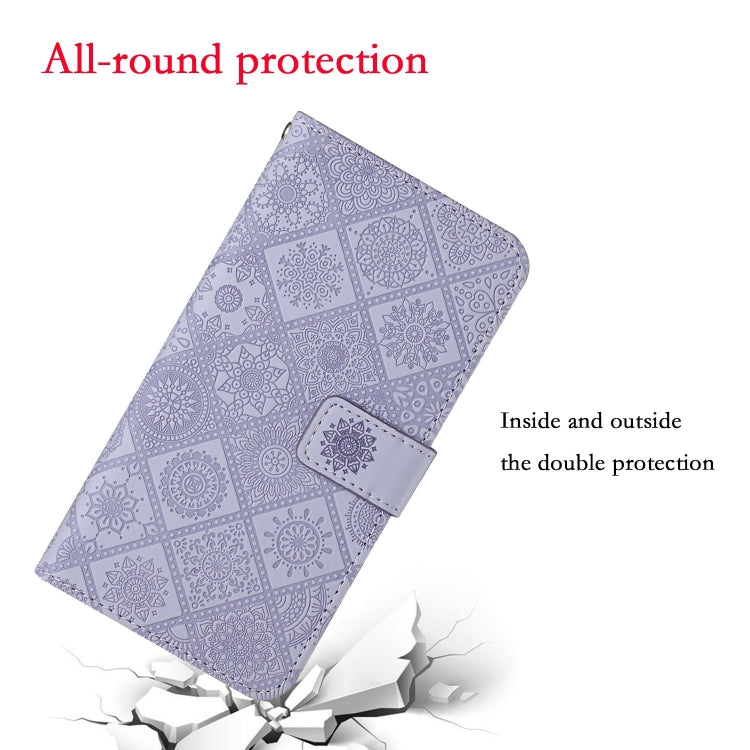 For iPhone 15 Pro Max Ethnic Style Embossed Pattern Leather Phone Case(Purple) - HoMEdemic™ 
