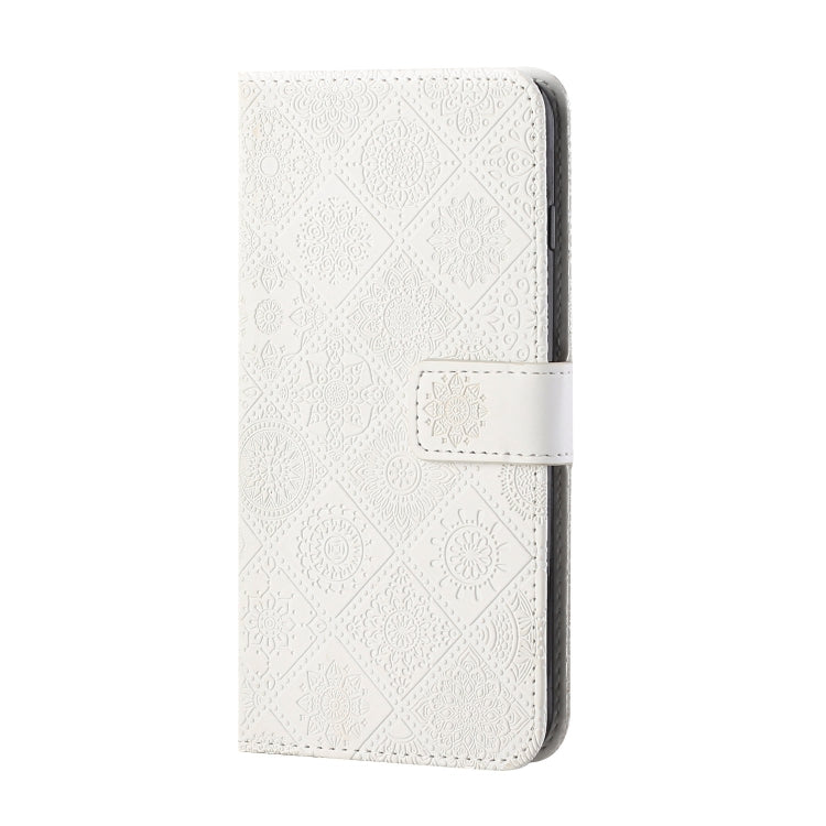 For iPhone 15 Pro Max Ethnic Style Embossed Pattern Leather Phone Case(White) - HoMEdemic™ 
