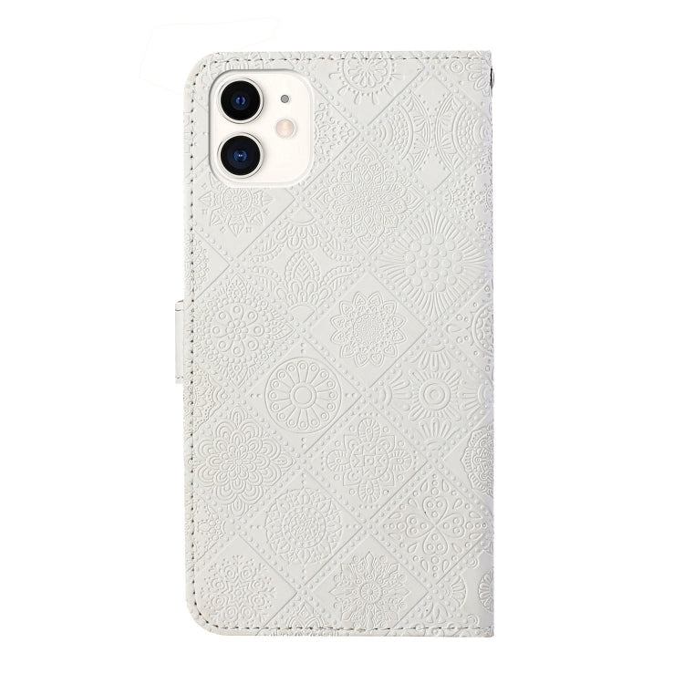 For iPhone 15 Pro Max Ethnic Style Embossed Pattern Leather Phone Case(White) - HoMEdemic™ 