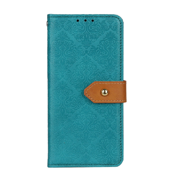 For iPhone 15 Pro Max European Floral Embossed Leather Phone Case(Blue) - HoMEdemic™ 