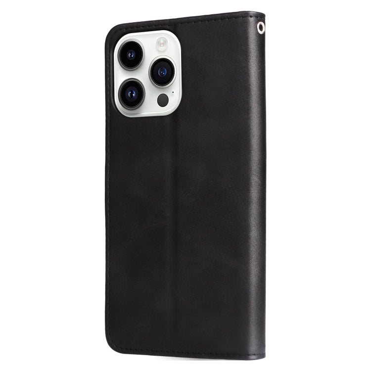 For iPhone 15 Pro Max Fashion Calf Texture Zipper Leather Phone Case(Black) - HoMEdemic™ 