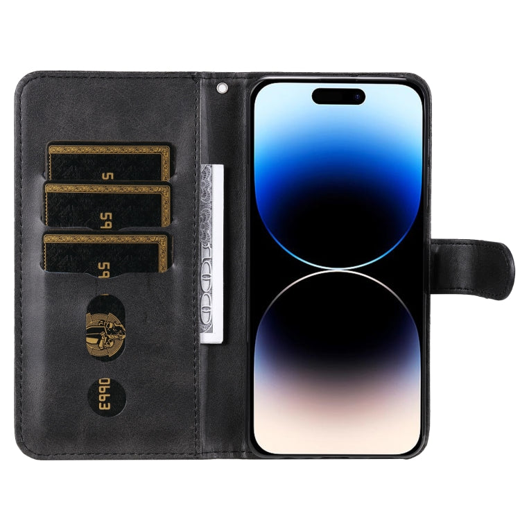 For iPhone 15 Pro Max Fashion Calf Texture Zipper Leather Phone Case(Black) - HoMEdemic™ 