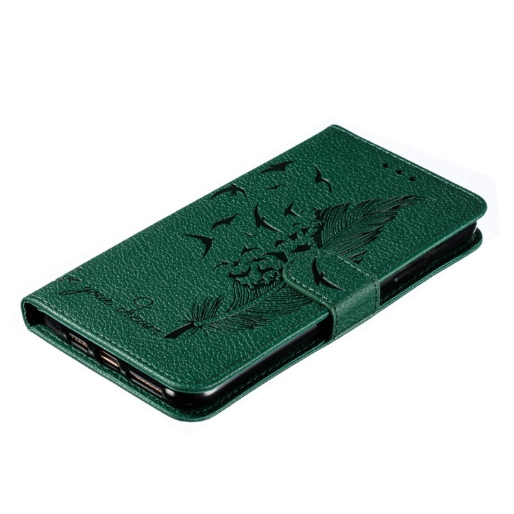 For iPhone 15 Pro Max Feather Pattern Litchi Texture Leather Phone Case(Green) - HoMEdemic™ 
