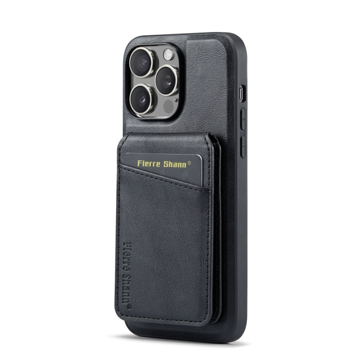 For iPhone 15 Pro Max Fierre Shann Cowhide Vertical Flip Magnetic Card Holder Phone Case(Black) - HoMEdemic™ 