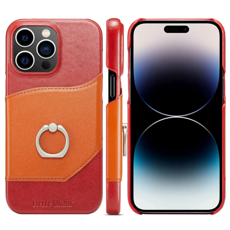 For iPhone 15 Pro Max Fierre Shann Oil Wax Texture Genuine Leather Back Cover Phone Case(Red) - HoMEdemic™ 