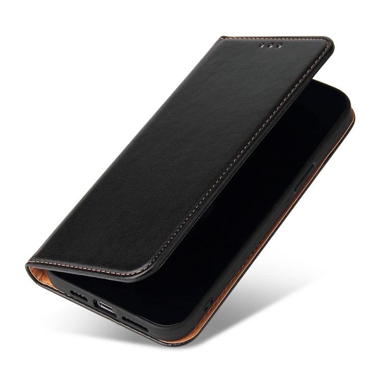 For iPhone 15 Pro Max Fierre Shann PU Genuine Leather Texture Phone Case(Black) - HoMEdemic™ 