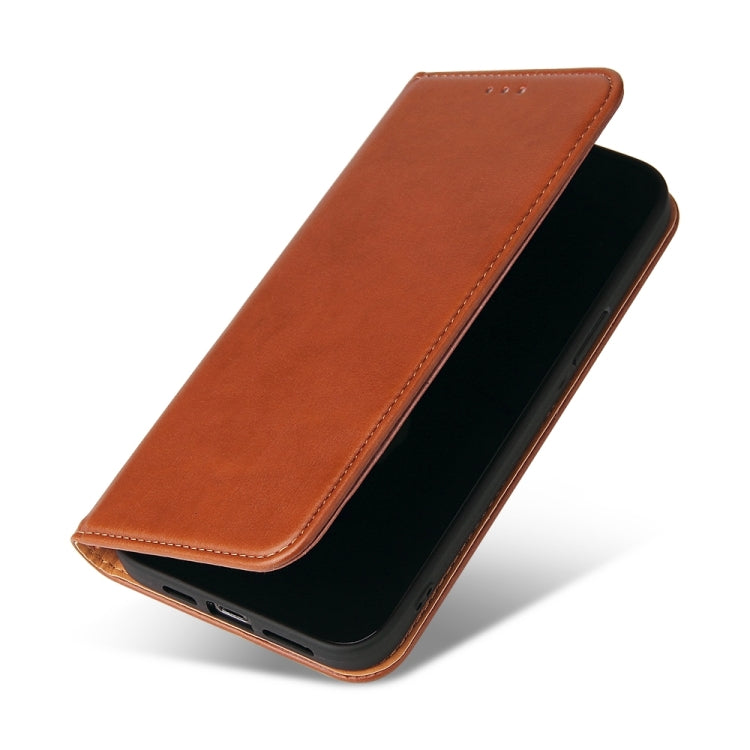 For iPhone 15 Pro Max Fierre Shann PU Genuine Leather Texture Phone Case(Brown) - HoMEdemic™ 