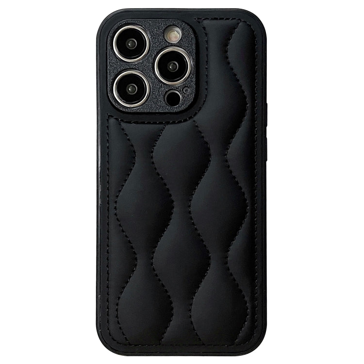 For iPhone 15 Pro Max Fine Hole 8-shaped Texture Eiderdown Airbag Phone Case(Black) - HoMEdemic™ 