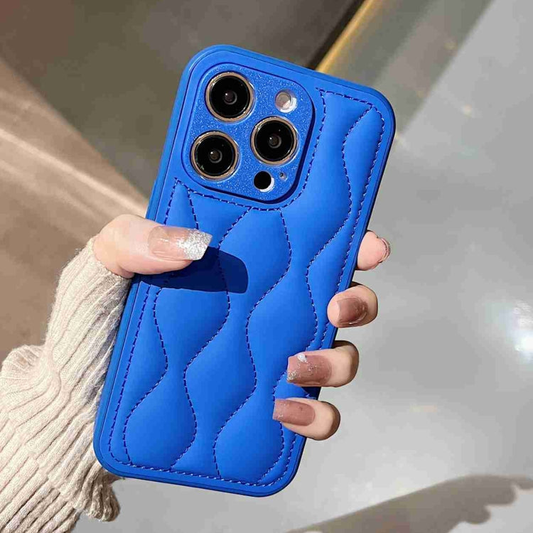 For iPhone 15 Pro Max Fine Hole 8-shaped Texture Eiderdown Airbag Phone Case(Blue) - HoMEdemic™ 