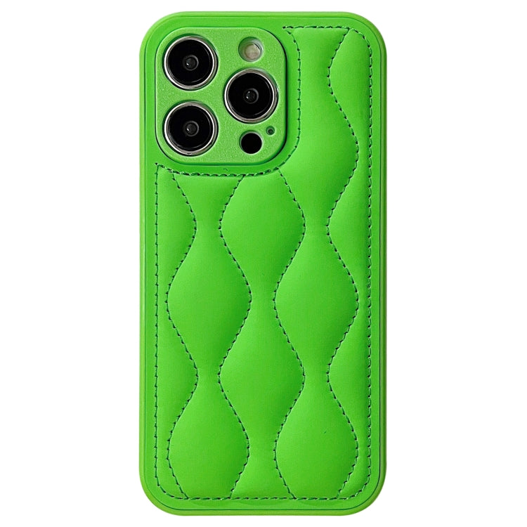 For iPhone 15 Pro Max Fine Hole 8-shaped Texture Eiderdown Airbag Phone Case(Green) - HoMEdemic™ 