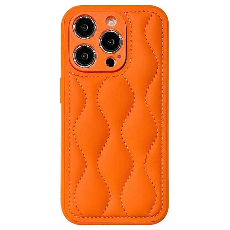 For iPhone 15 Pro Max Fine Hole 8-shaped Texture Eiderdown Airbag Phone Case(Orange) - HoMEdemic™ 
