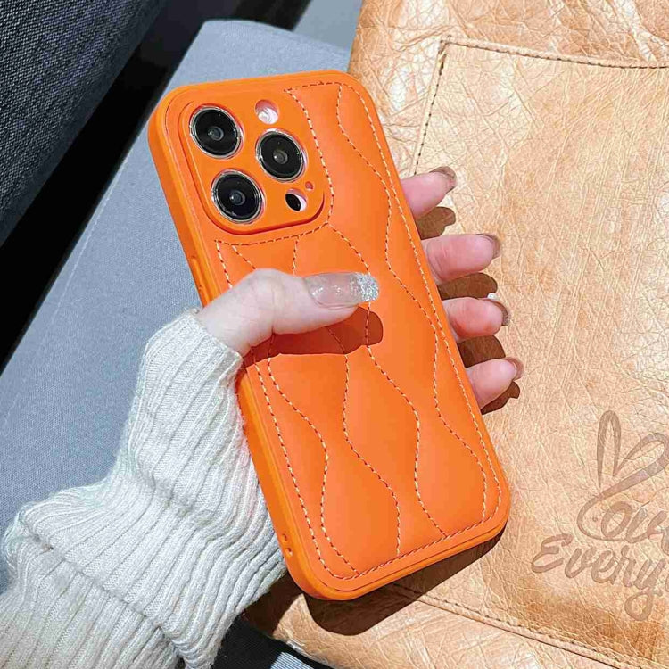 For iPhone 15 Pro Max Fine Hole 8-shaped Texture Eiderdown Airbag Phone Case(Orange) - HoMEdemic™ 