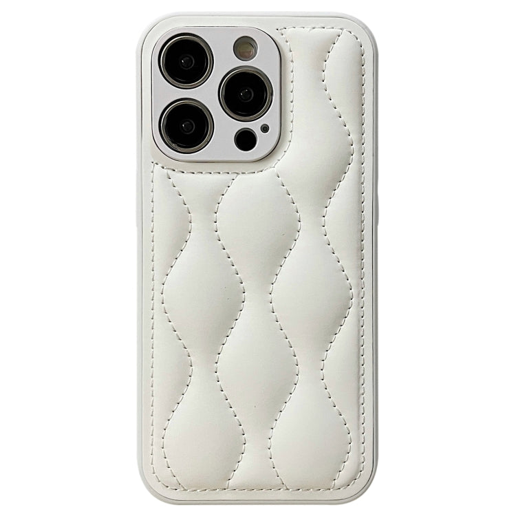 For iPhone 15 Pro Max Fine Hole 8-shaped Texture Eiderdown Airbag Phone Case(White) - HoMEdemic™ 