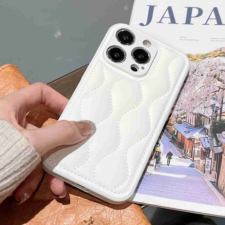 For iPhone 15 Pro Max Fine Hole 8-shaped Texture Eiderdown Airbag Phone Case(White) - HoMEdemic™ 