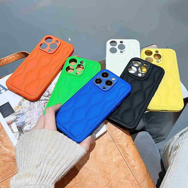 For iPhone 15 Pro Max Fine Hole 8-shaped Texture Eiderdown Airbag Phone Case(White) - HoMEdemic™ 