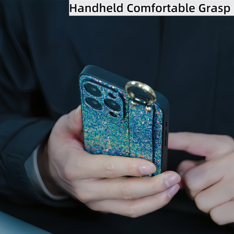 For iPhone 15 Pro Max Flash Diamond Wristband Holder Phone Case(Flash White) - HoMEdemic™ 