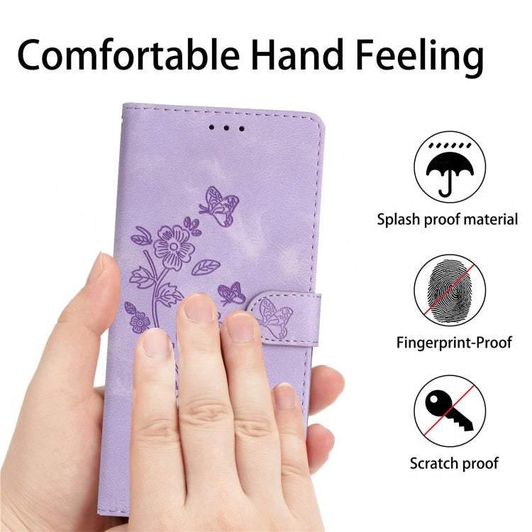 For iPhone 15 Pro Max Flower Butterfly Embossing Pattern Leather Phone Case(Purple) - HoMEdemic™ 