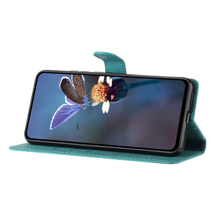 For iPhone 15 Pro Max Flower Butterfly Embossing Pattern Leather Phone Case(Sky Blue) - HoMEdemic™ 