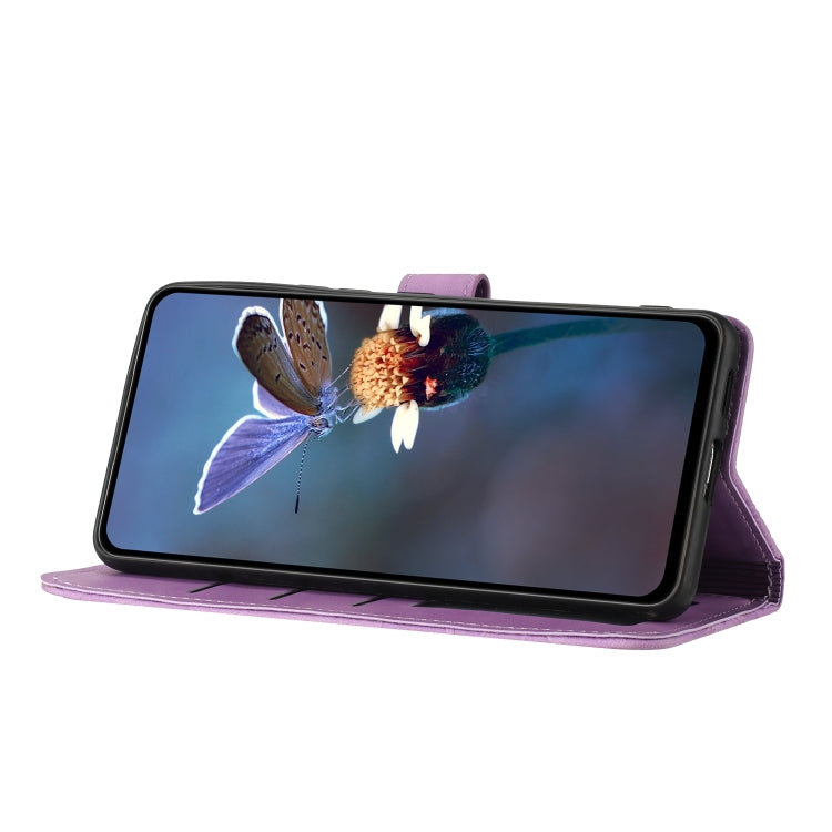 For iPhone 15 Pro Max Flower Embossing Pattern Leather Phone Case(Purple) - HoMEdemic™ 
