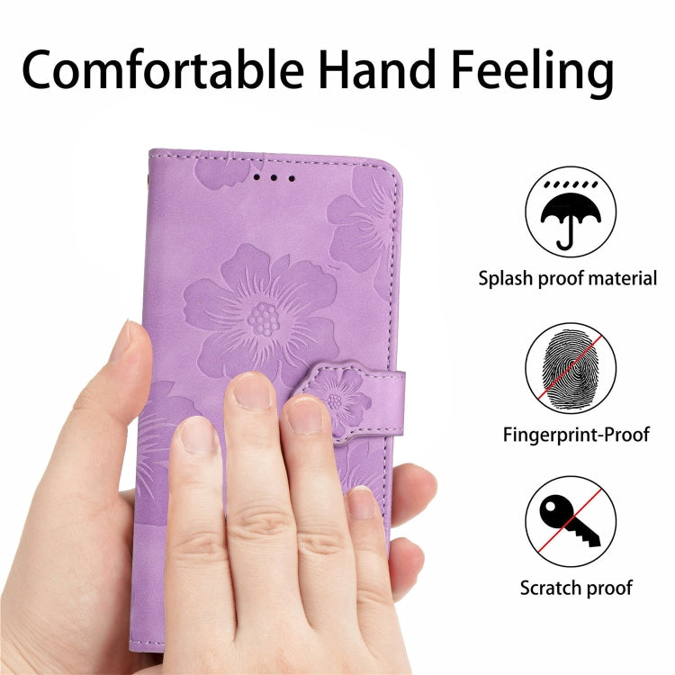 For iPhone 15 Pro Max Flower Embossing Pattern Leather Phone Case(Purple) - HoMEdemic™ 