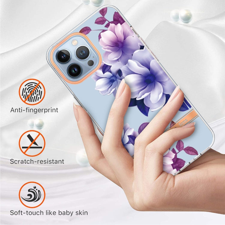 For iPhone 15 Pro Max Flowers and Plants Series IMD TPU Phone Case(Purple Begonia) - HoMEdemic™ 