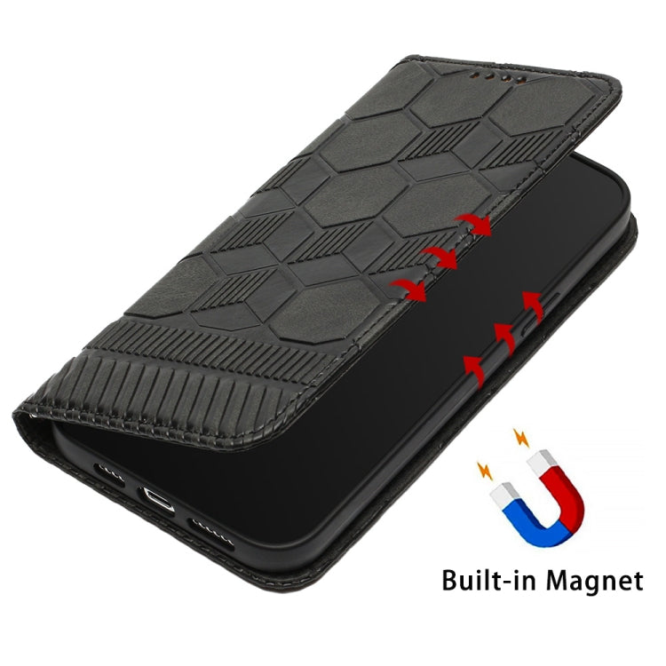 For iPhone 15 Pro Max Football Texture Magnetic Leather Flip Phone Case(Black) - HoMEdemic™ 