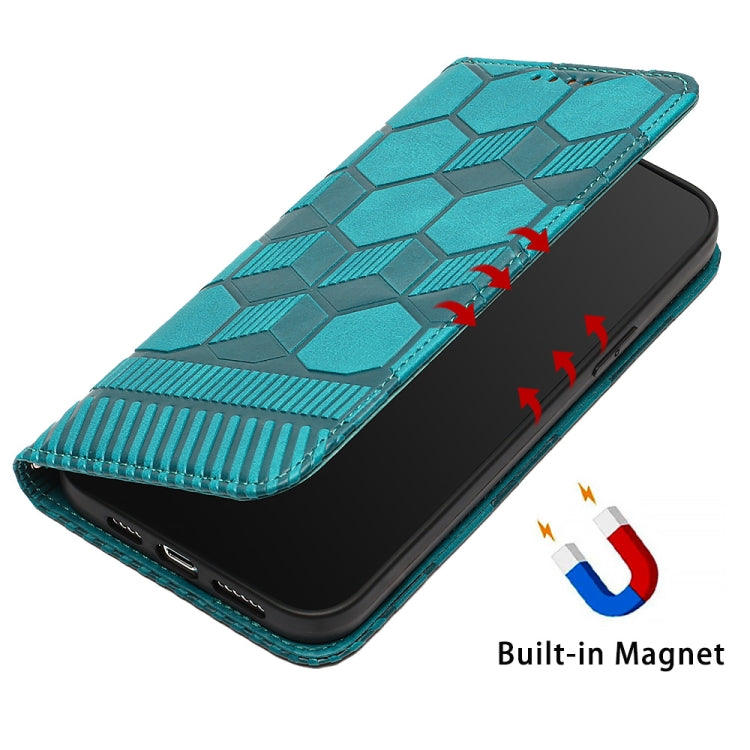 For iPhone 15 Pro Max Football Texture Magnetic Leather Flip Phone Case(Light Blue) - HoMEdemic™ 